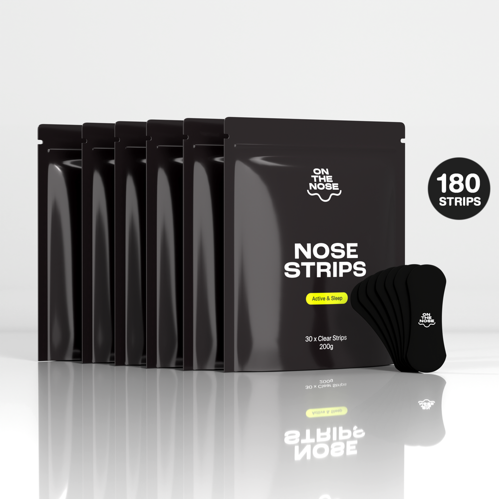 Athlete wearing On The Nose Co nose strips during training