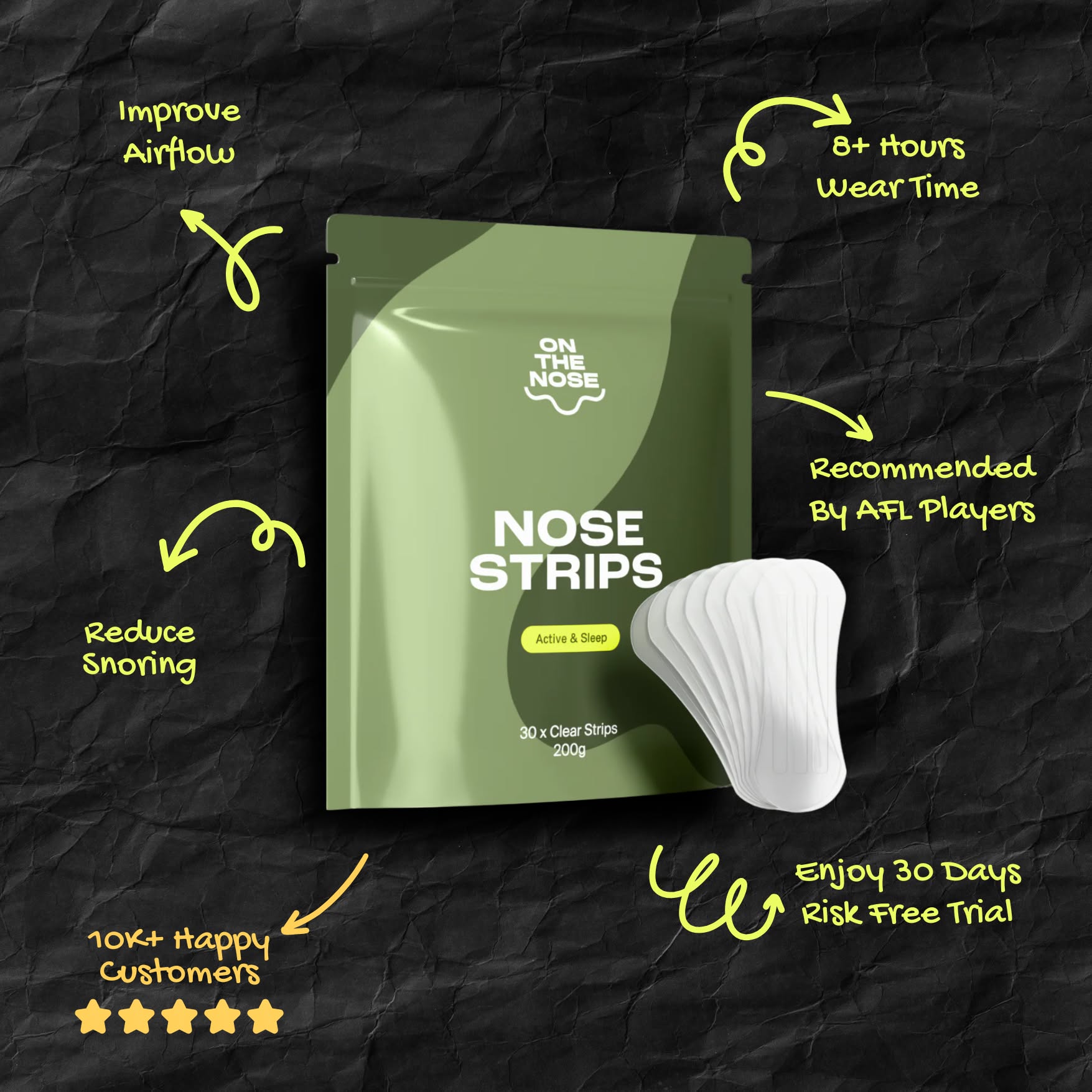 Difference in energy and focus with and without nasal strips for fitness