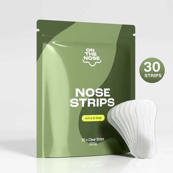 Green package of 'On The Nose' nose strips with a white background